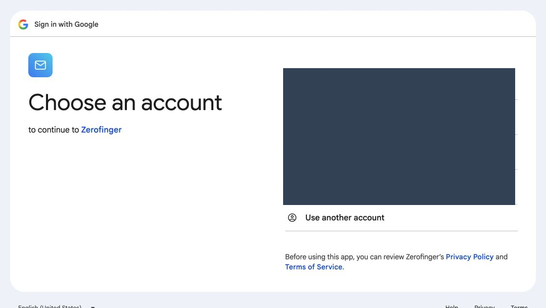 1. Choose your account. Check that you selected the account you intend to connect. All personal account details are covered in this capture.